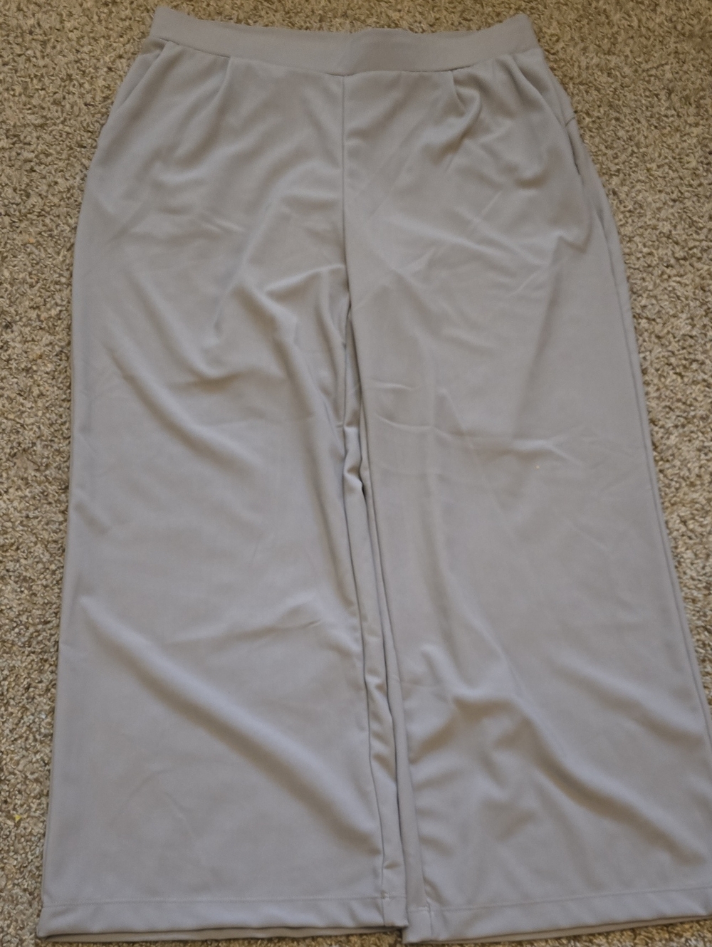 NWT HALARA Flex Micro Waffle Light Gray Wide-Leg Pants Size XL